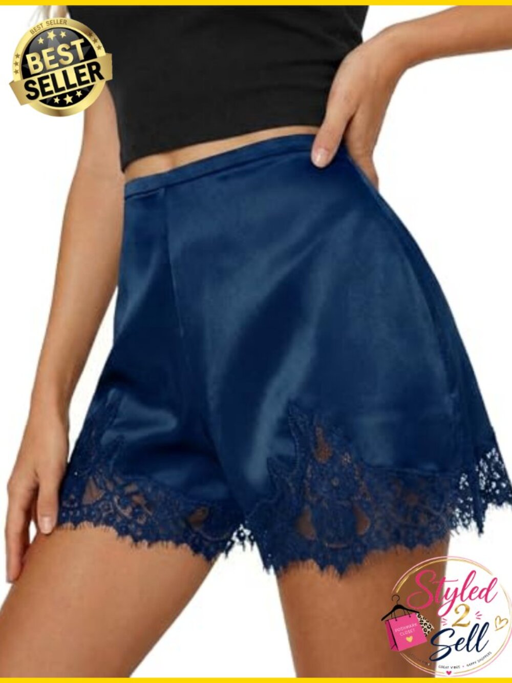 Satin Lace Trim Mini Pj Shorts Low Rise Y2K Loungewear